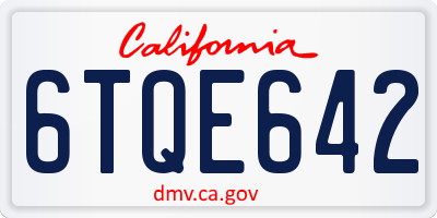 CA license plate 6TQE642