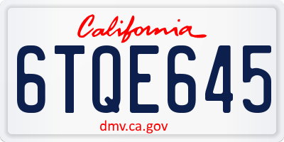 CA license plate 6TQE645