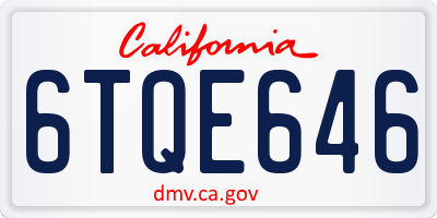 CA license plate 6TQE646