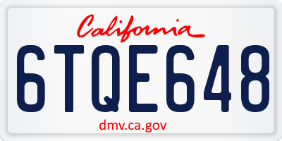 CA license plate 6TQE648