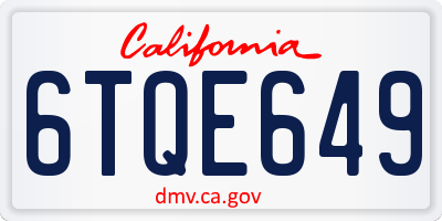 CA license plate 6TQE649