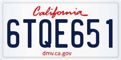 CA license plate 6TQE651