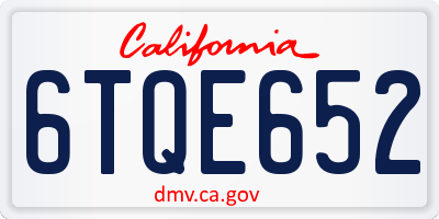 CA license plate 6TQE652