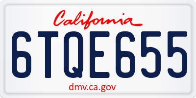 CA license plate 6TQE655