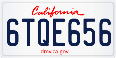 CA license plate 6TQE656