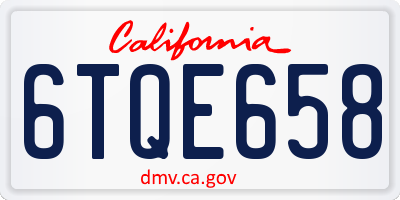 CA license plate 6TQE658