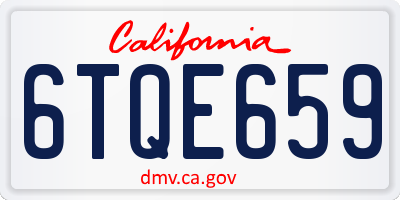 CA license plate 6TQE659