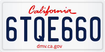 CA license plate 6TQE660