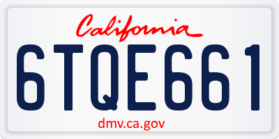 CA license plate 6TQE661