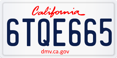 CA license plate 6TQE665