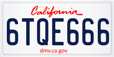 CA license plate 6TQE666