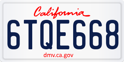 CA license plate 6TQE668