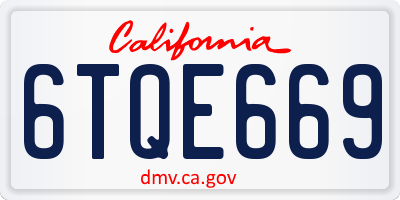 CA license plate 6TQE669