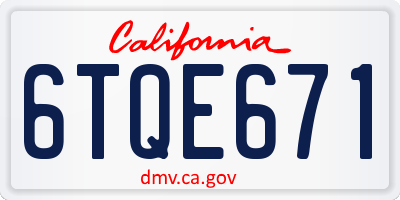 CA license plate 6TQE671