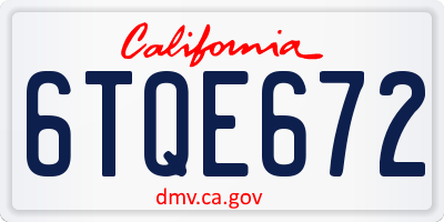 CA license plate 6TQE672