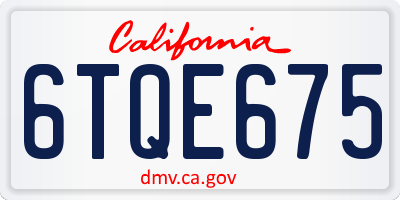 CA license plate 6TQE675