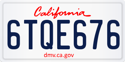 CA license plate 6TQE676