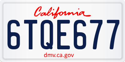 CA license plate 6TQE677