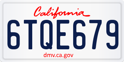 CA license plate 6TQE679