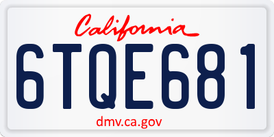 CA license plate 6TQE681