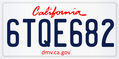 CA license plate 6TQE682
