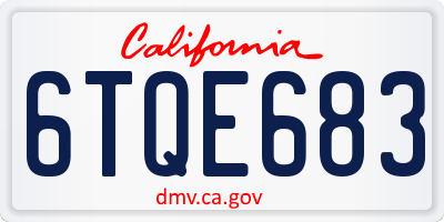 CA license plate 6TQE683