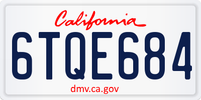 CA license plate 6TQE684