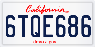 CA license plate 6TQE686