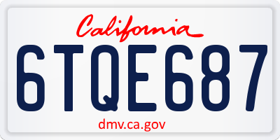 CA license plate 6TQE687