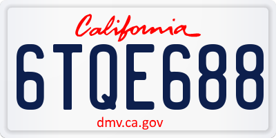 CA license plate 6TQE688