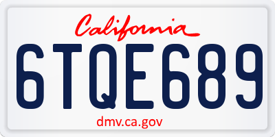 CA license plate 6TQE689