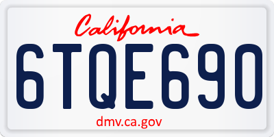 CA license plate 6TQE690