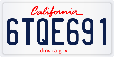 CA license plate 6TQE691