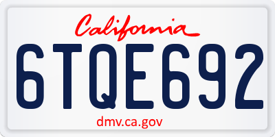 CA license plate 6TQE692