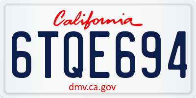 CA license plate 6TQE694