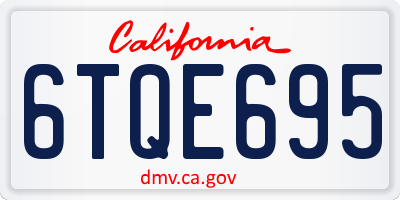 CA license plate 6TQE695