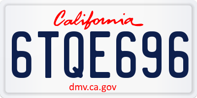 CA license plate 6TQE696