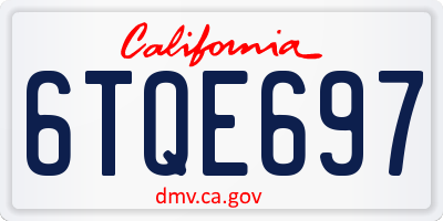 CA license plate 6TQE697