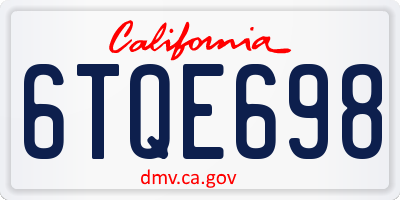 CA license plate 6TQE698