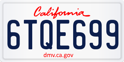 CA license plate 6TQE699