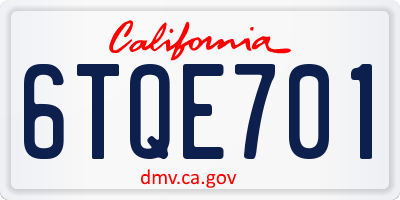 CA license plate 6TQE701