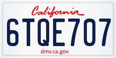 CA license plate 6TQE707