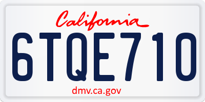 CA license plate 6TQE710