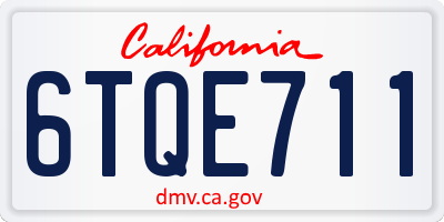 CA license plate 6TQE711