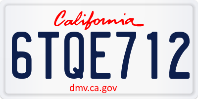 CA license plate 6TQE712