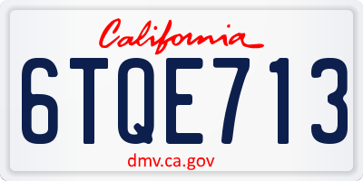 CA license plate 6TQE713