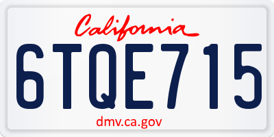 CA license plate 6TQE715