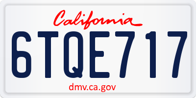 CA license plate 6TQE717