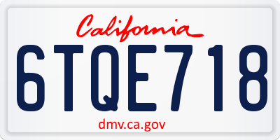 CA license plate 6TQE718