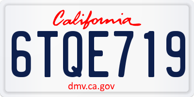 CA license plate 6TQE719